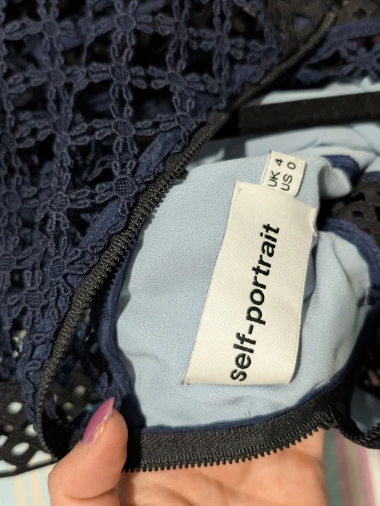 Self-Portrait Navy and Burgundy Lace Midi Dress - Picture 5 of 5